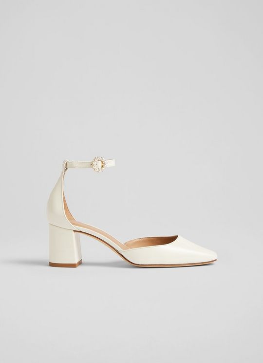 Darling Cream Patent Leather Pearl Buckle D'orsay Courts