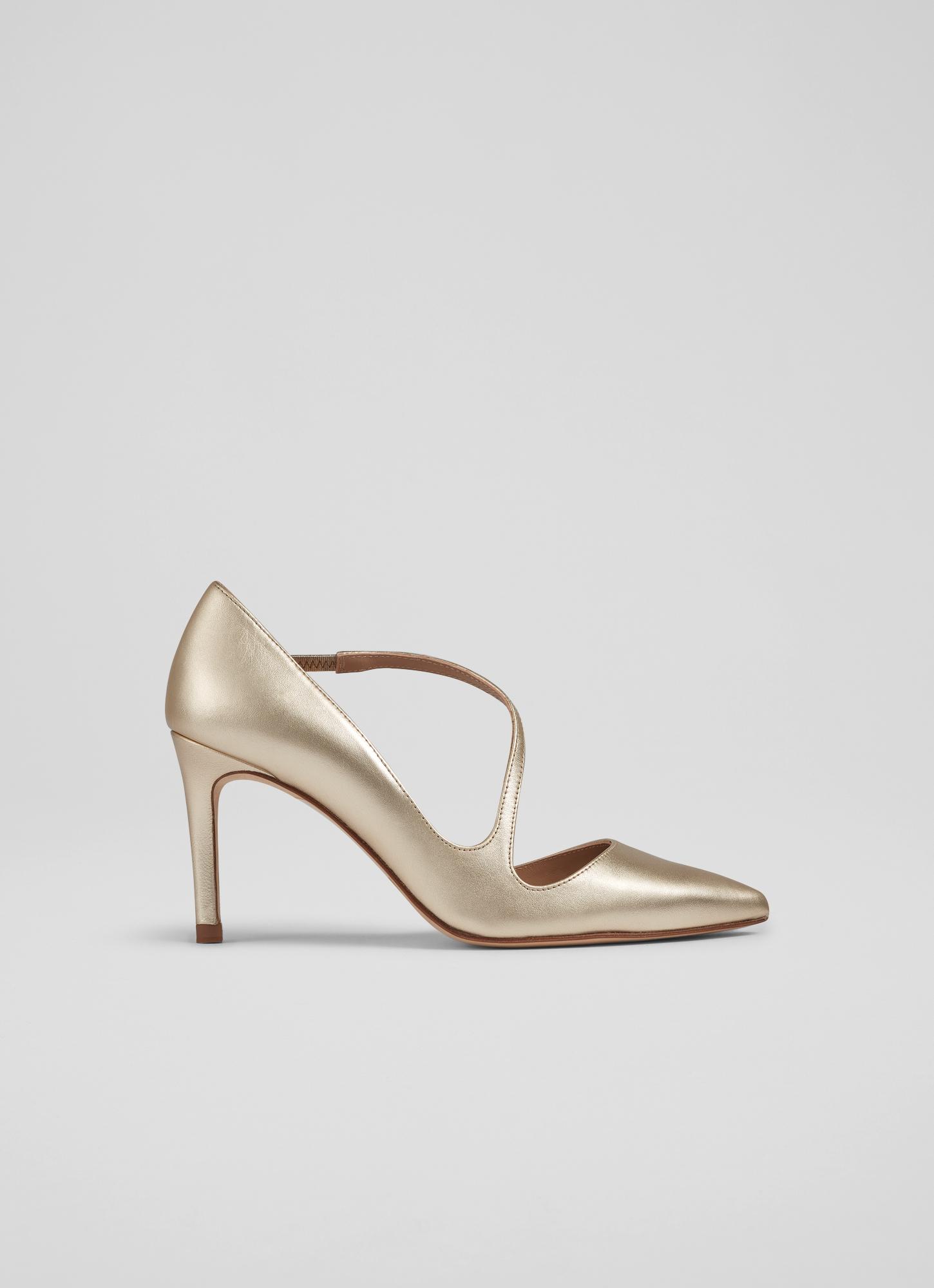 L.K.Bennett Heather Gold Leather D'orsay Courts, Champagne