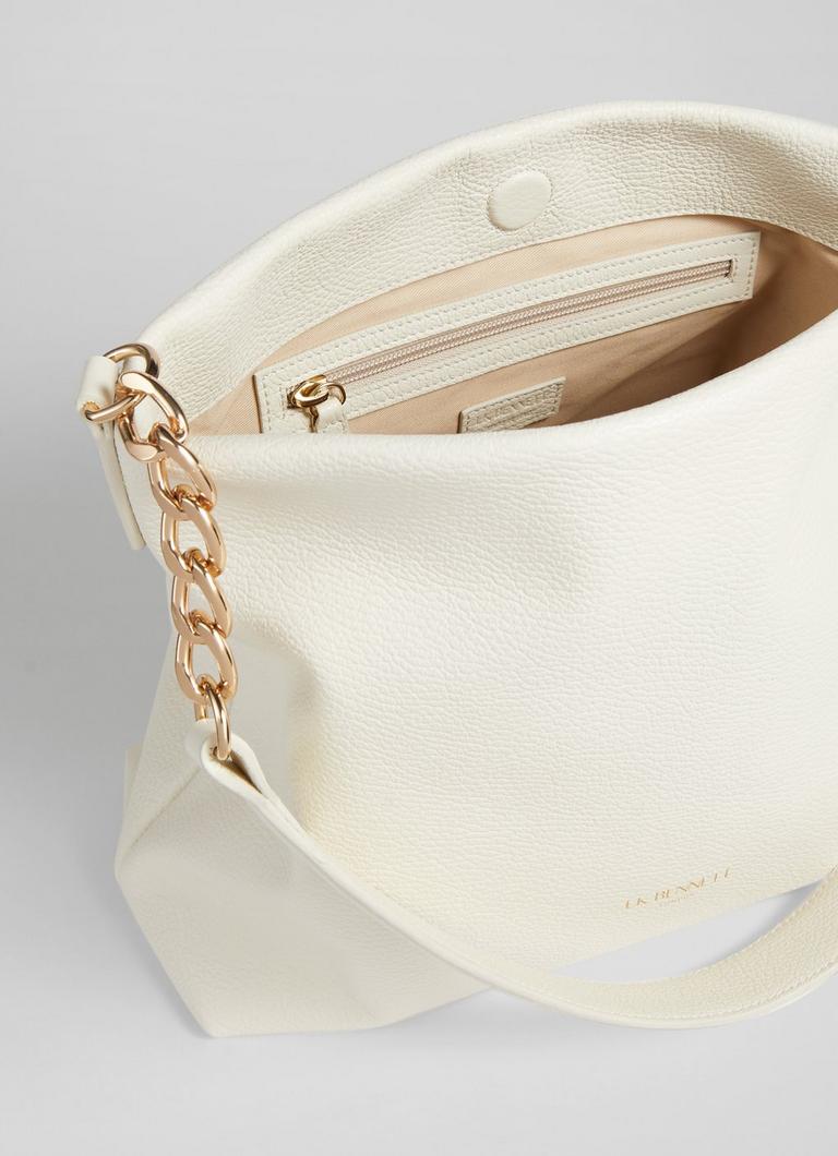 Rebecca Cream Leather Hobo Bag