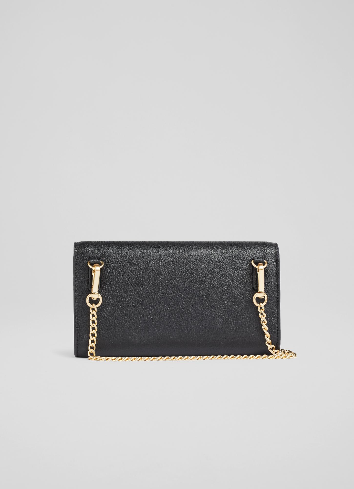 Kennedy Black Leather Chain Strap Matinee Purse | Small Leather