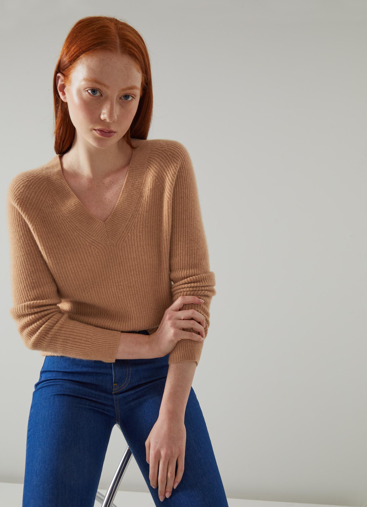 Celest Camel Cashmere V-Neck Jumper | blackfriday | L.K.Bennett