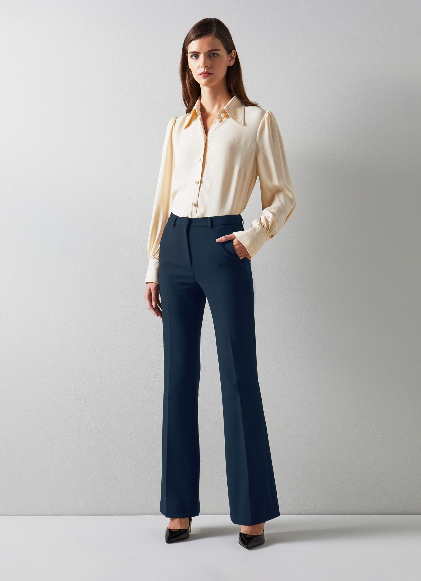 Y.A.S tailored pants with elasticated waist in navy | ASOS