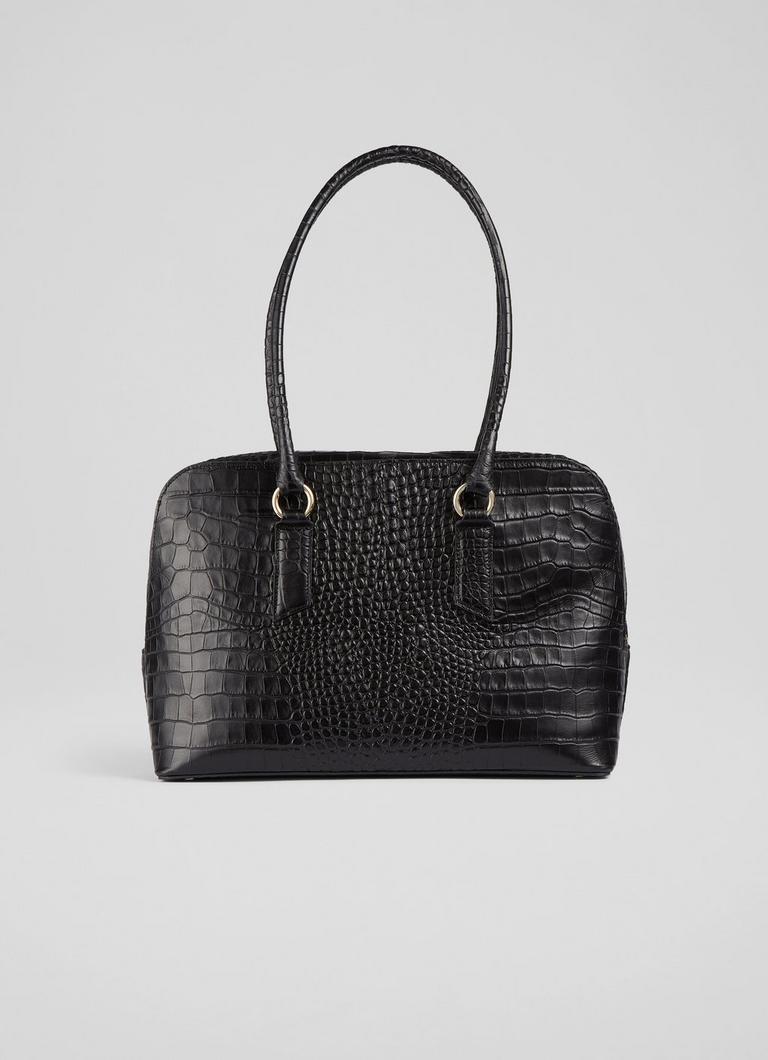 Black croc handbag sale