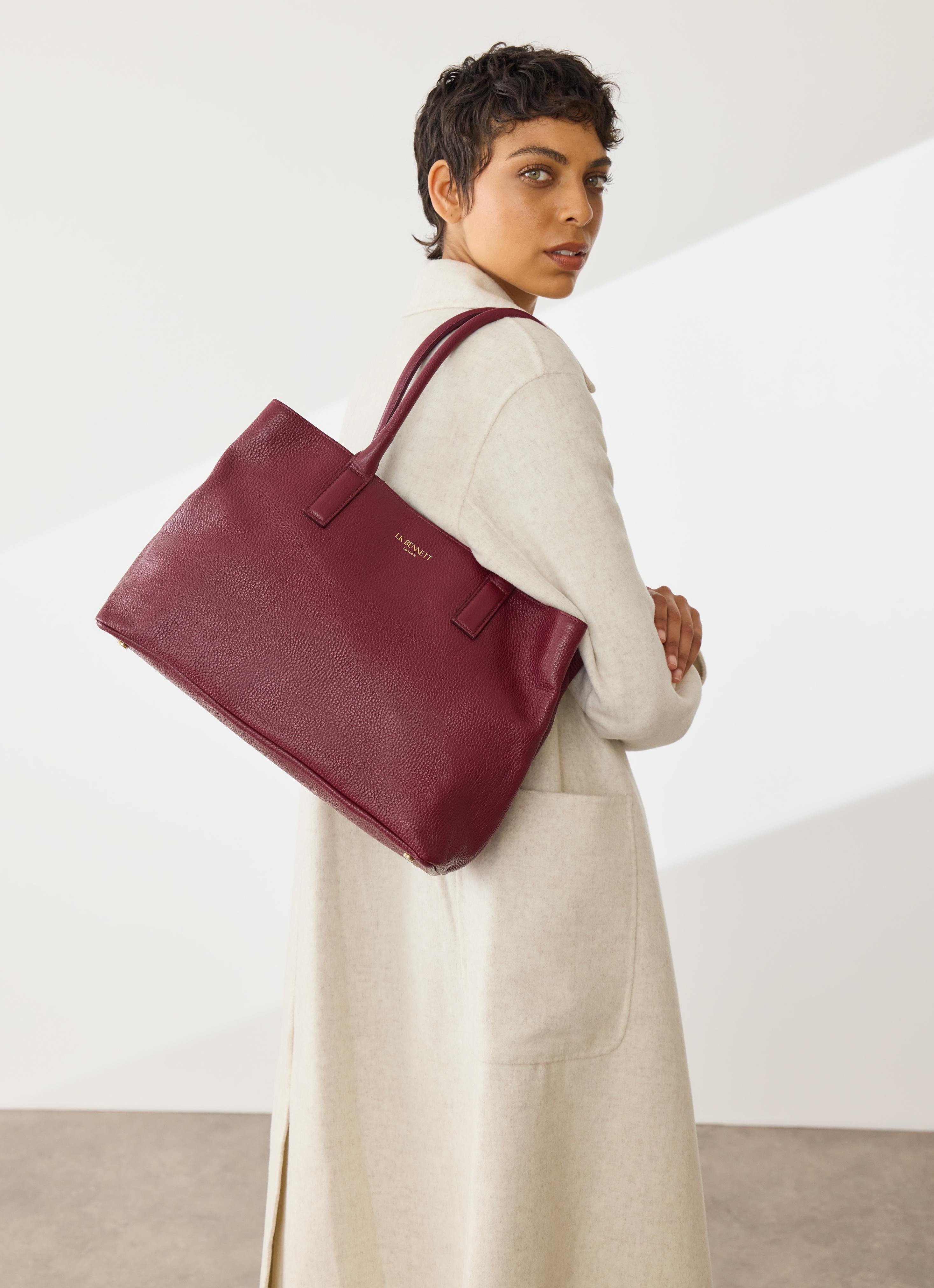 Lillian Burgundy Grainy Leather Tote Bag | blackfriday | L.K.