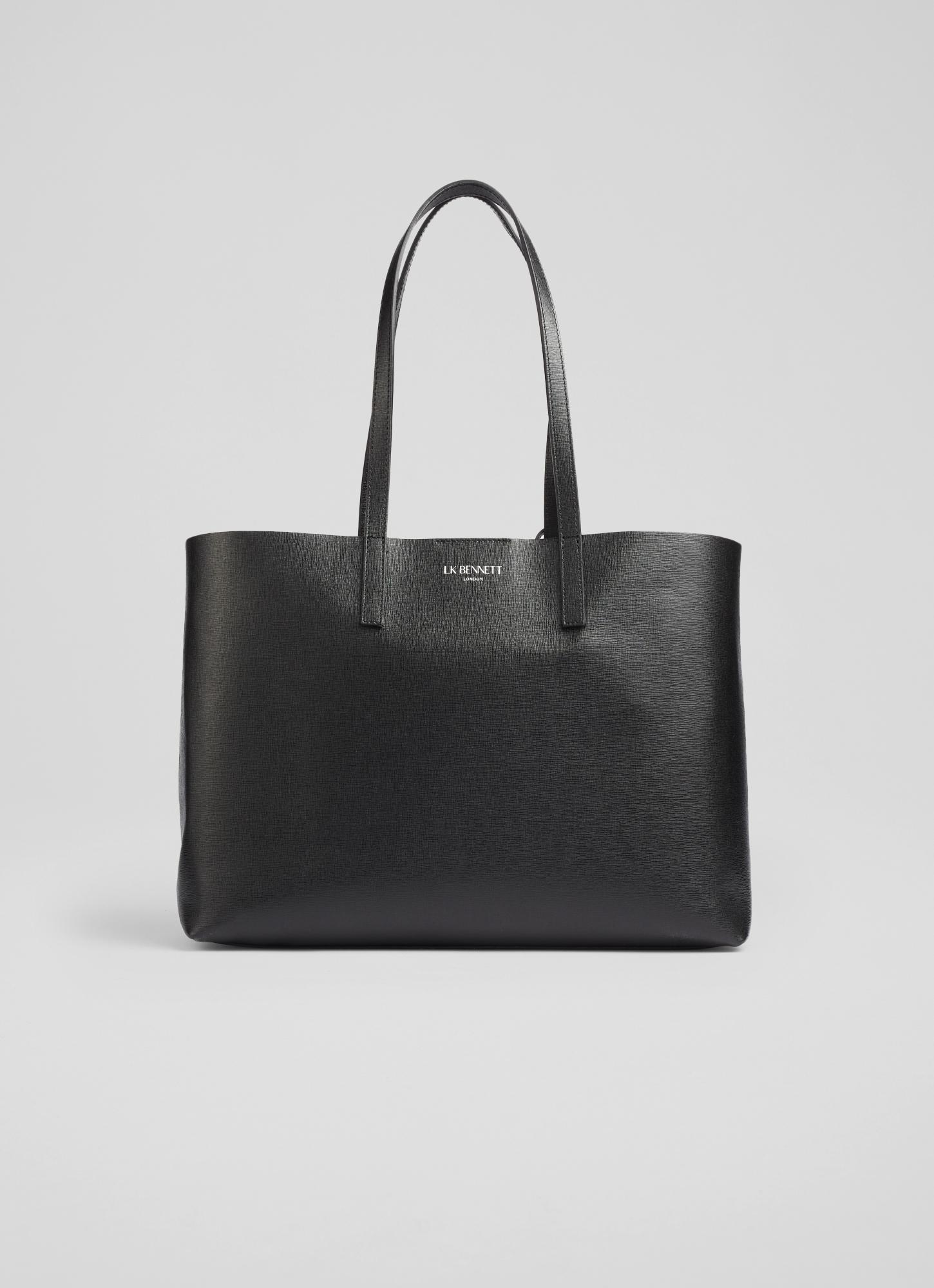 Adele Black Recycled Saffiano Leather Tote Bag | Sale