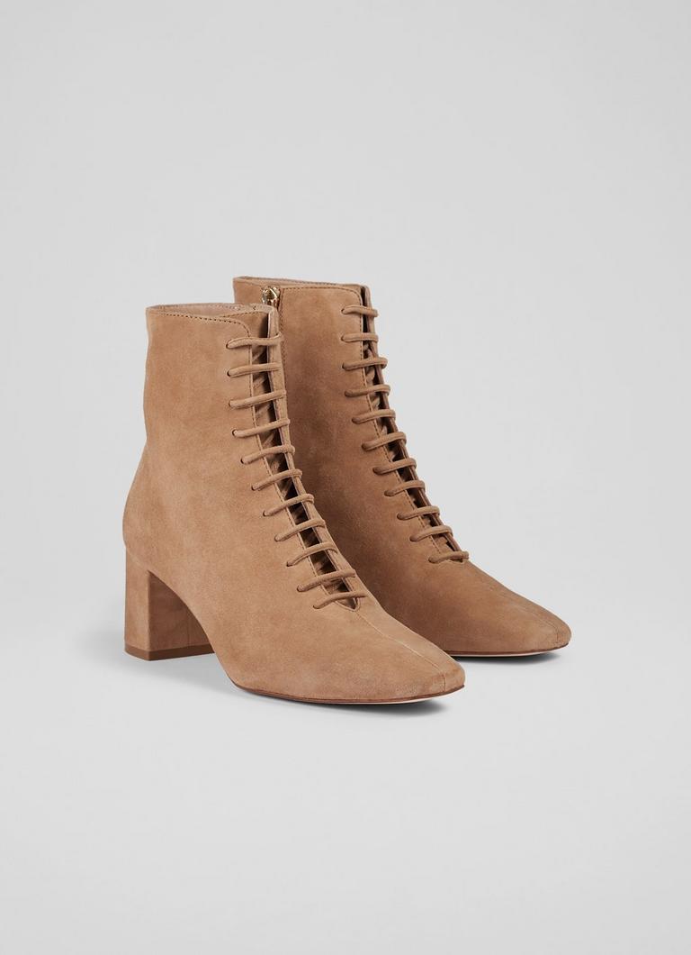 Tan lace hot sale up booties