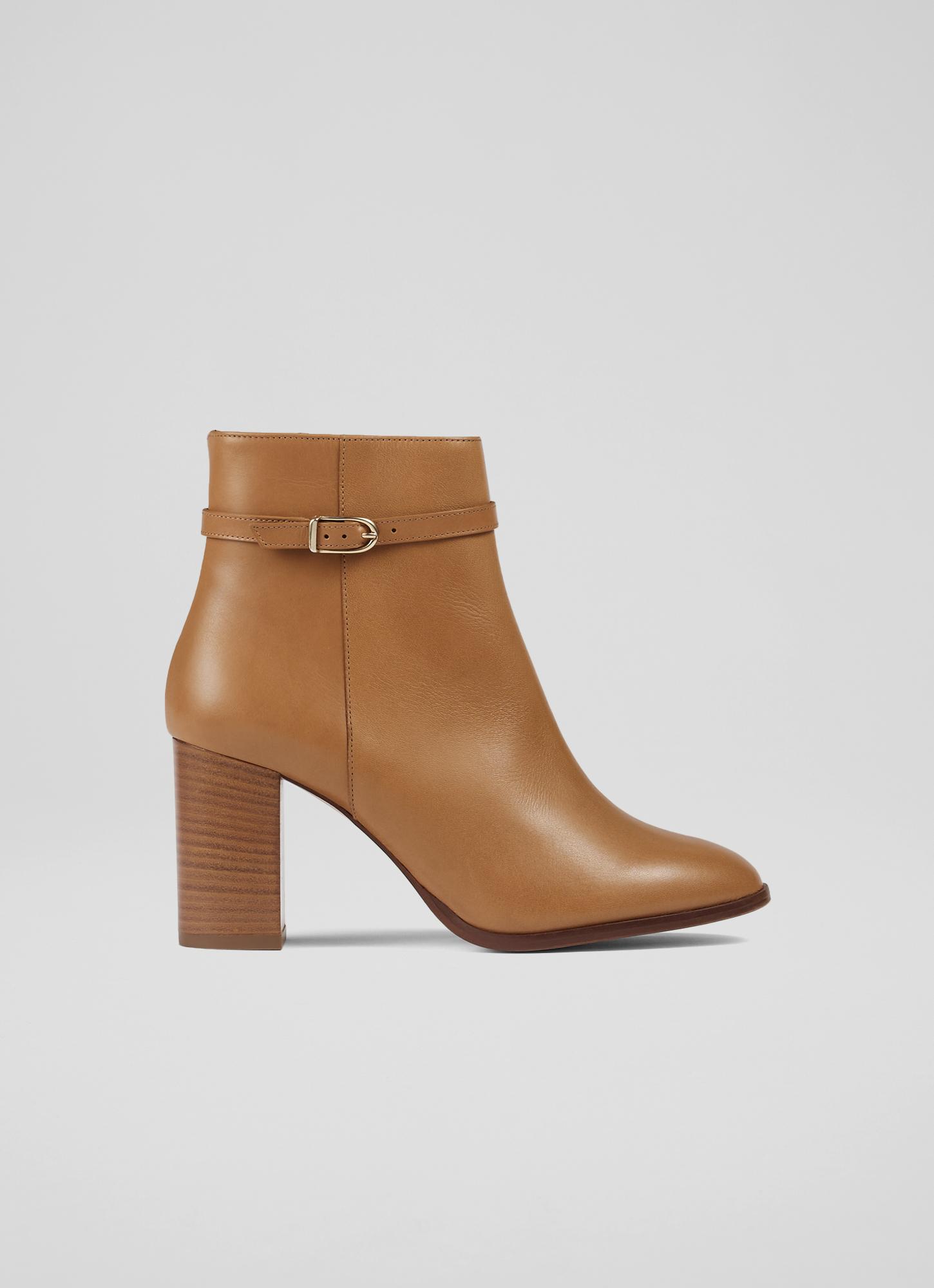 L.K.Bennett Bryony Camel Leather Belted Ankle Boots, Camel