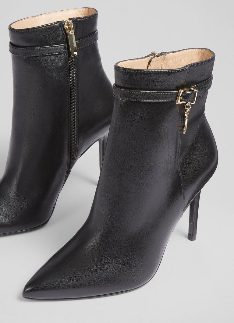 Clover Black Leather Ankle Boots Coats and Boots
