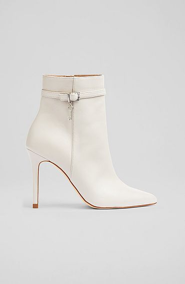 Clover Cream Leather Ankle Boots Neutral, Neutral