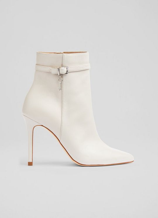 L.K.Bennett Clover Cream Leather Ankle Boots Neutral, Neutral