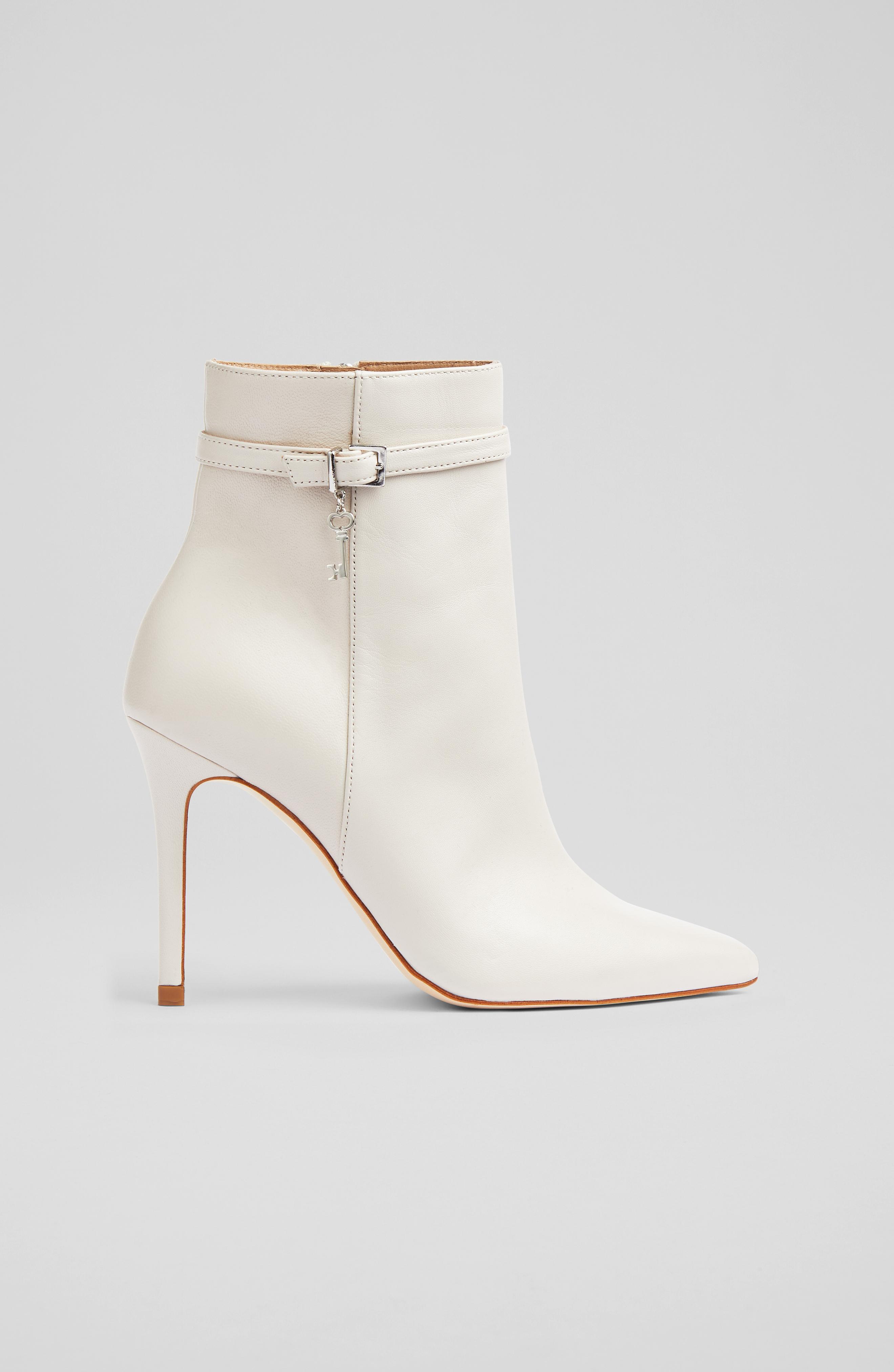 L.K.Bennett Clover Cream Leather Ankle Boots, Neutral