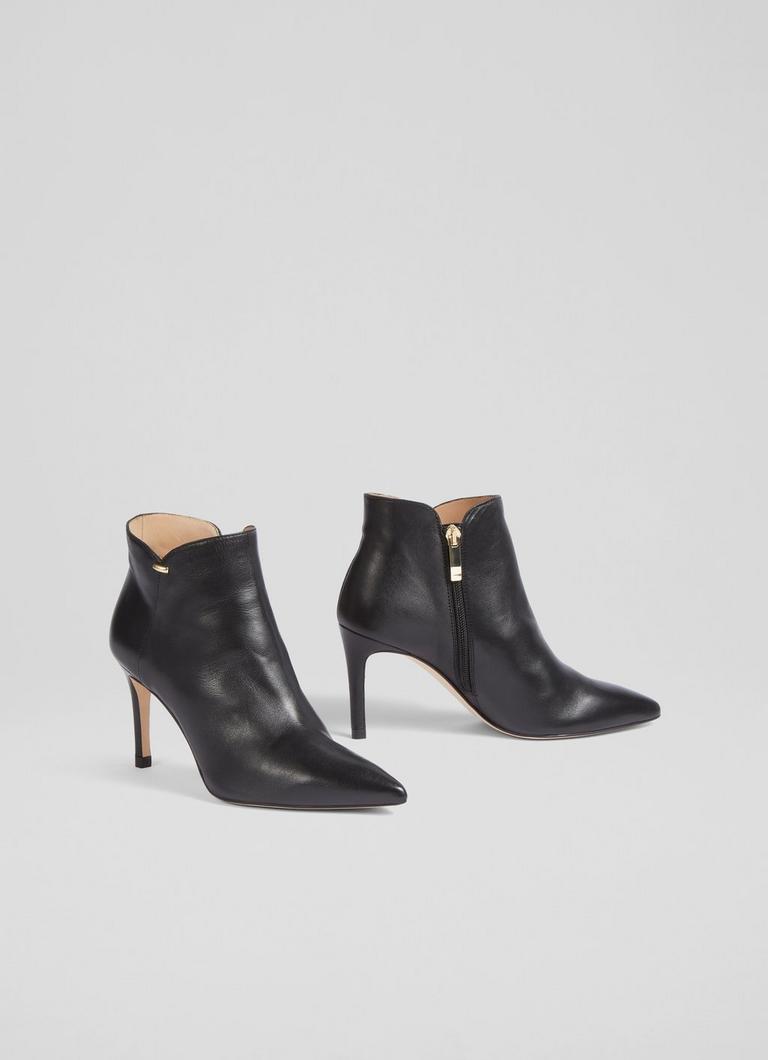 Corinne Black Leather Ankle Boots Coats and Boots L.K.Bennett London