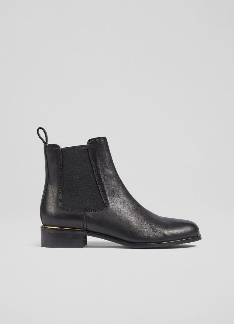 Ezra Black Leather Chelsea Boots