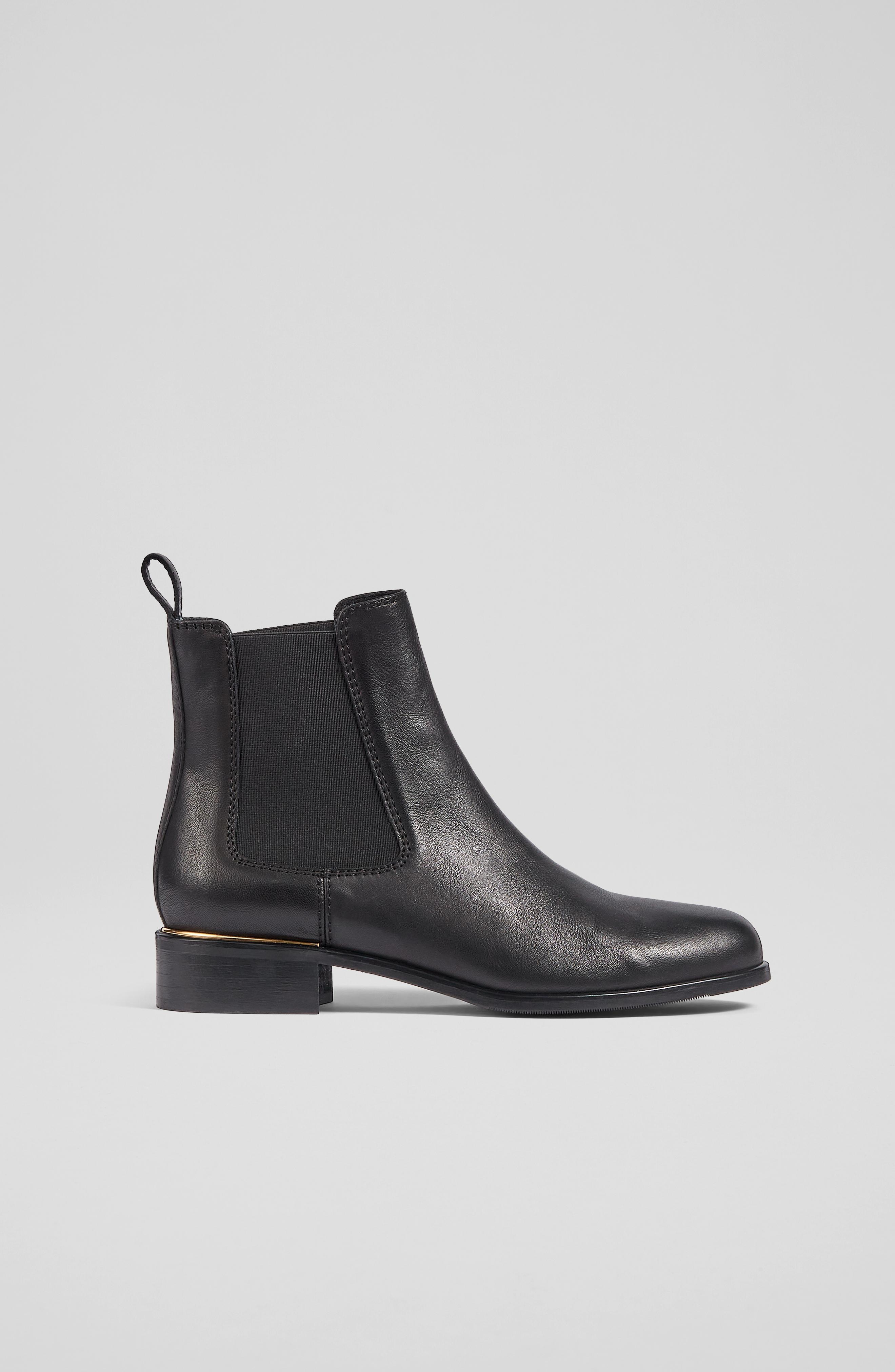 L.K.Bennett Ezra Black Leather Chelsea Boots, Black