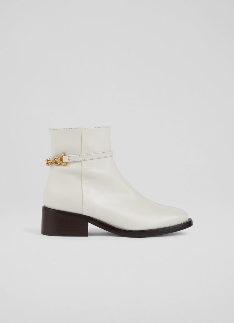 Low heel 2024 white ankle boots