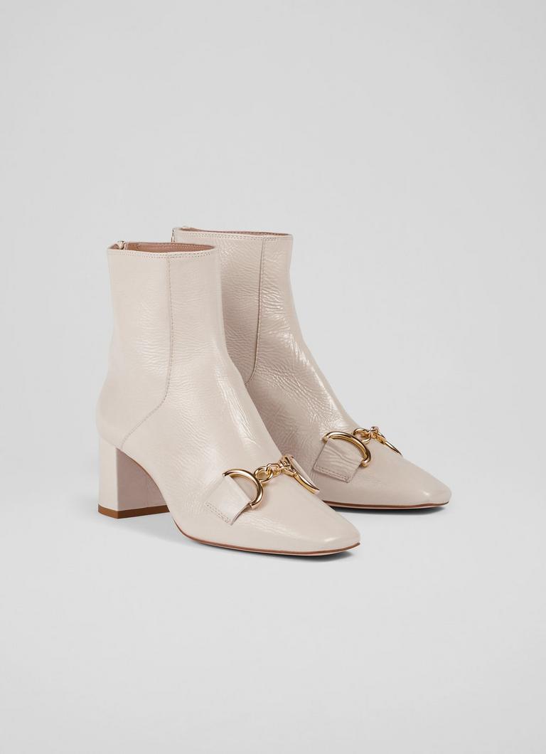 Cream patent best sale ankle boots