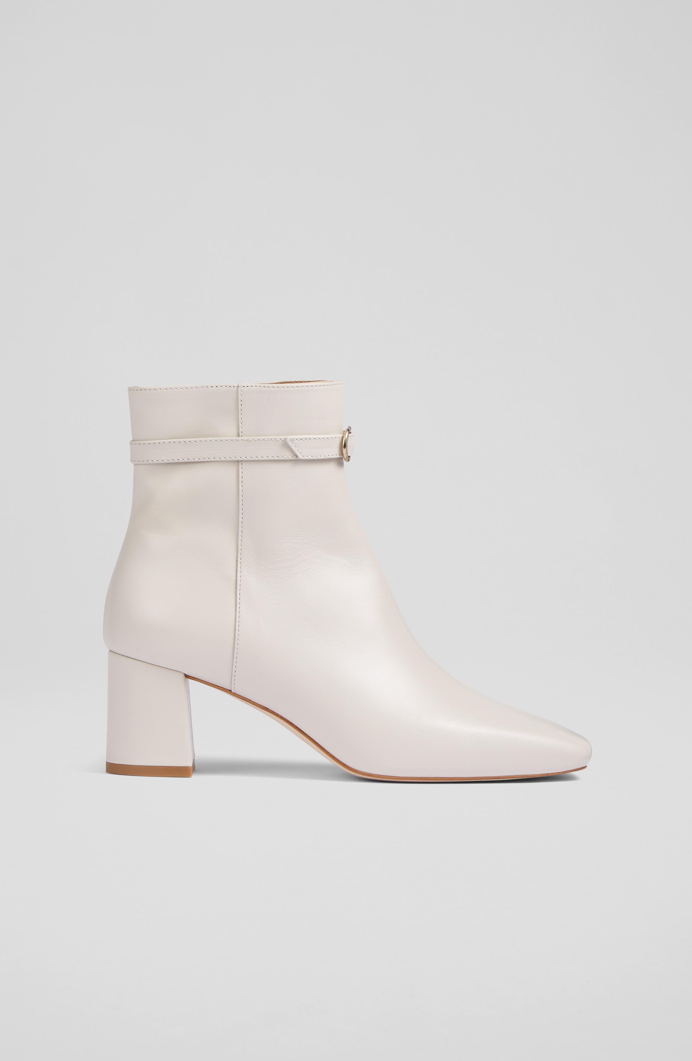 Natalia Cream Leather Ankle Boots Neutral, Neutral