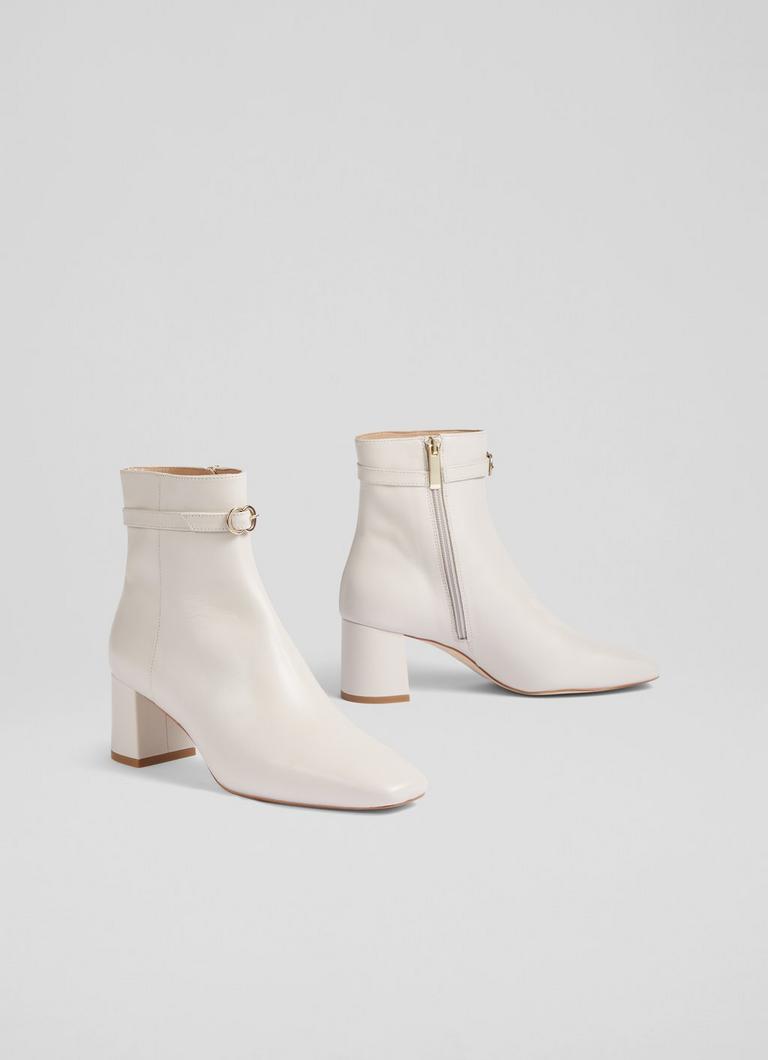 Natalia Cream Leather Ankle Boots