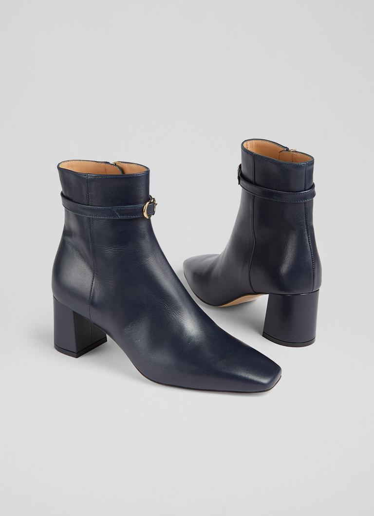Navy leather top boots uk