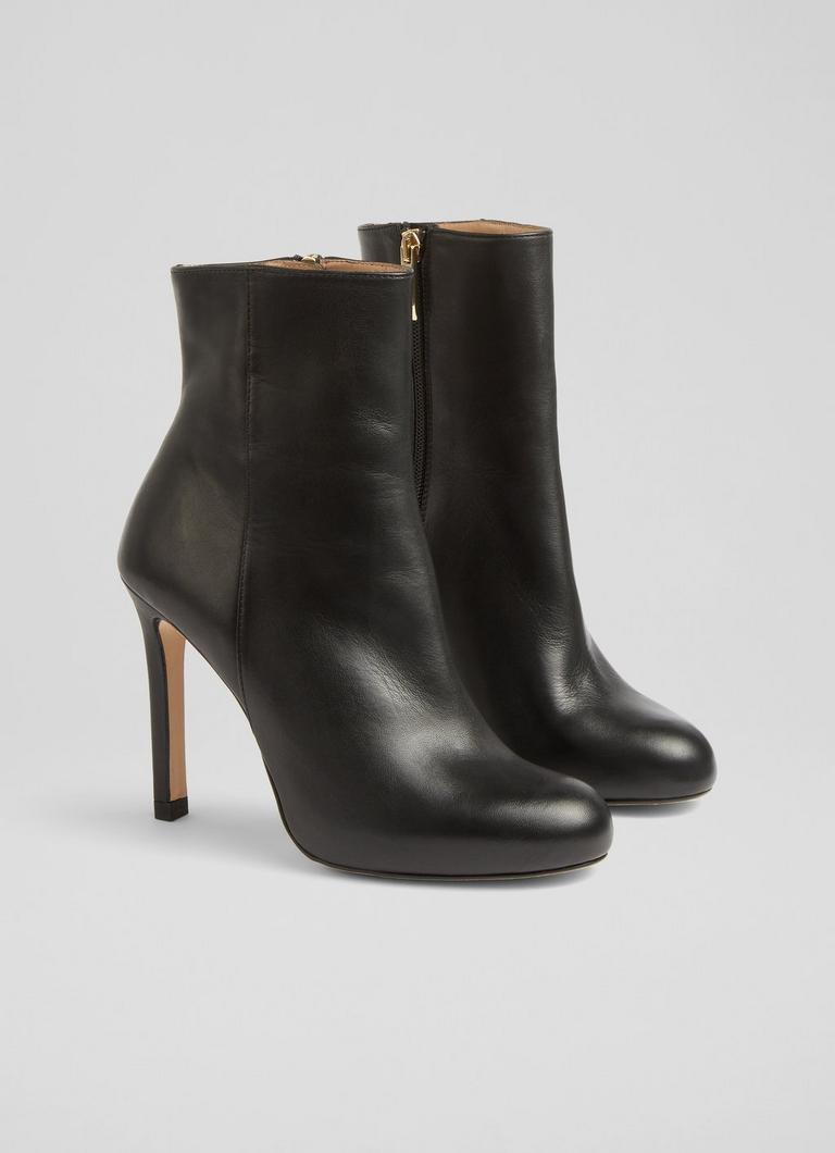 Black leather sales ankle boots stiletto