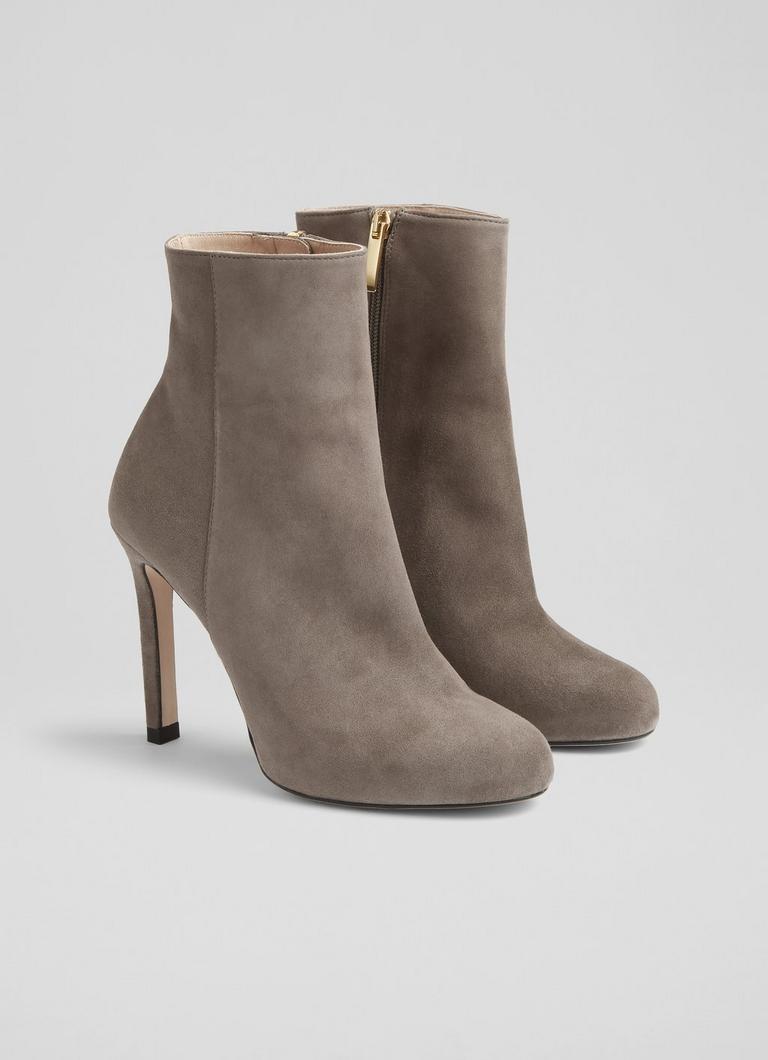 Nolan Grey Suede Stiletto Ankle Boots