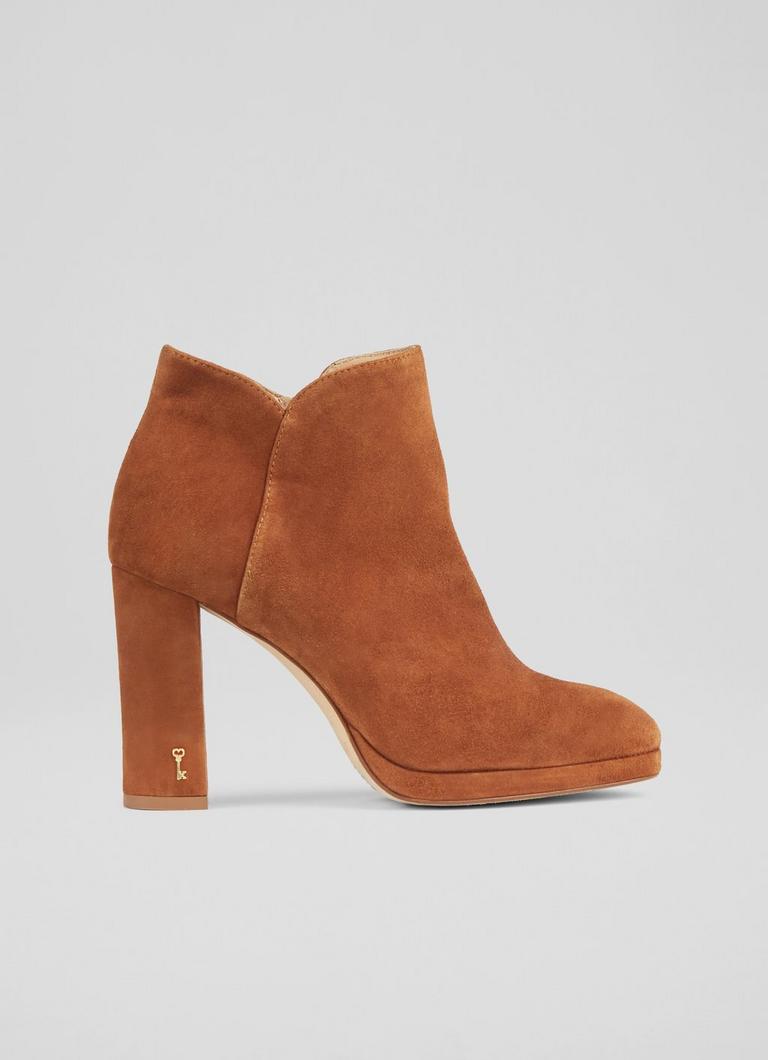 Sierra Tan Suede Platform Ankle Boots Coats and Boots L.K.Bennett London