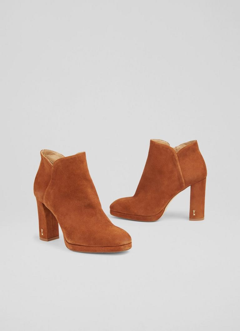 Sierra Tan Suede Platform Ankle Boots Coats and Boots L.K.Bennett London