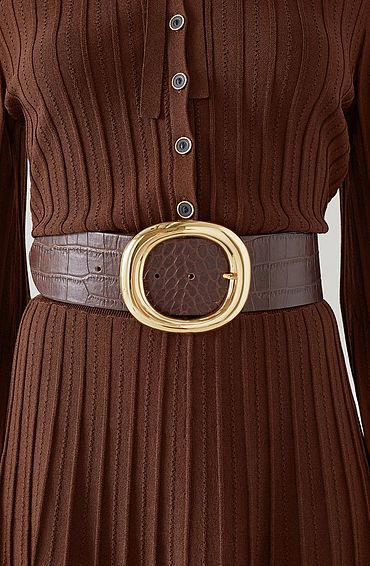 Bromley Brown Croc-Effect Leather Belt, Brown