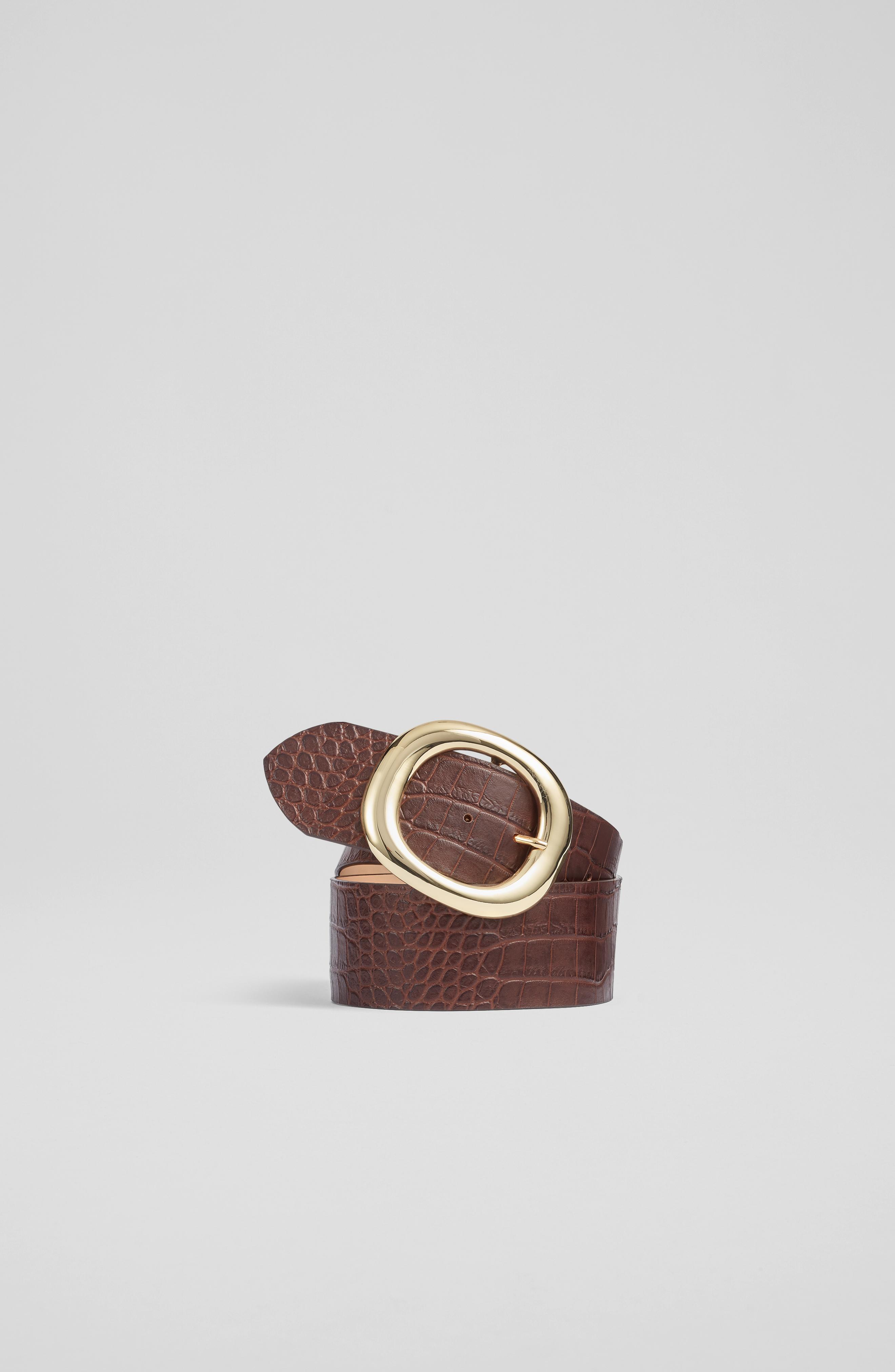 Bromley Brown Croc-Effect Leather Belt | Accessories | Sale 