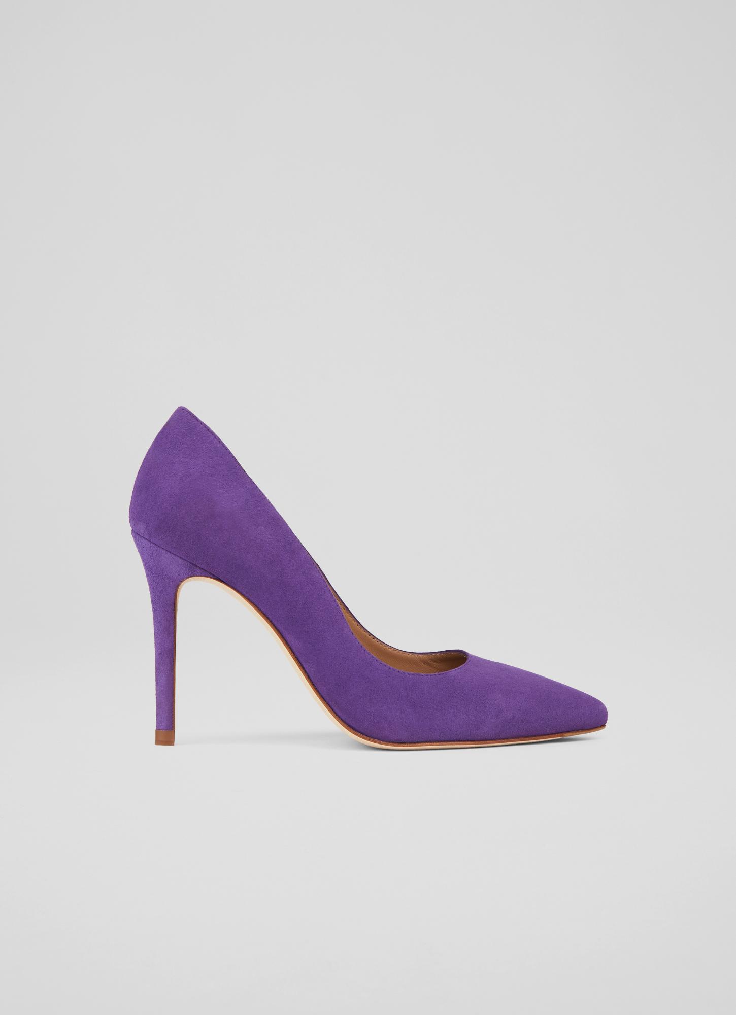 L.K.Bennett Fern Plum Suede Pointed Toe Courts, Plum