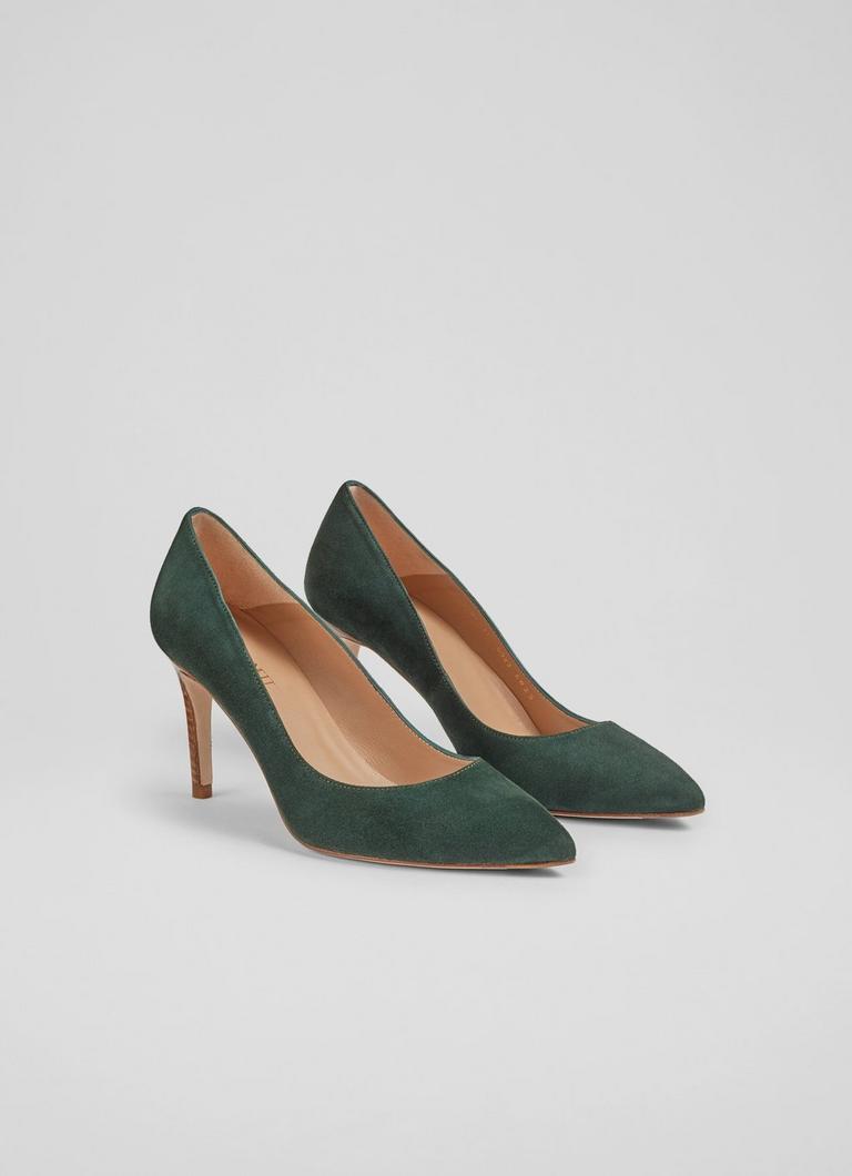 Floret Forest Green Suede Pointed Toe Courts