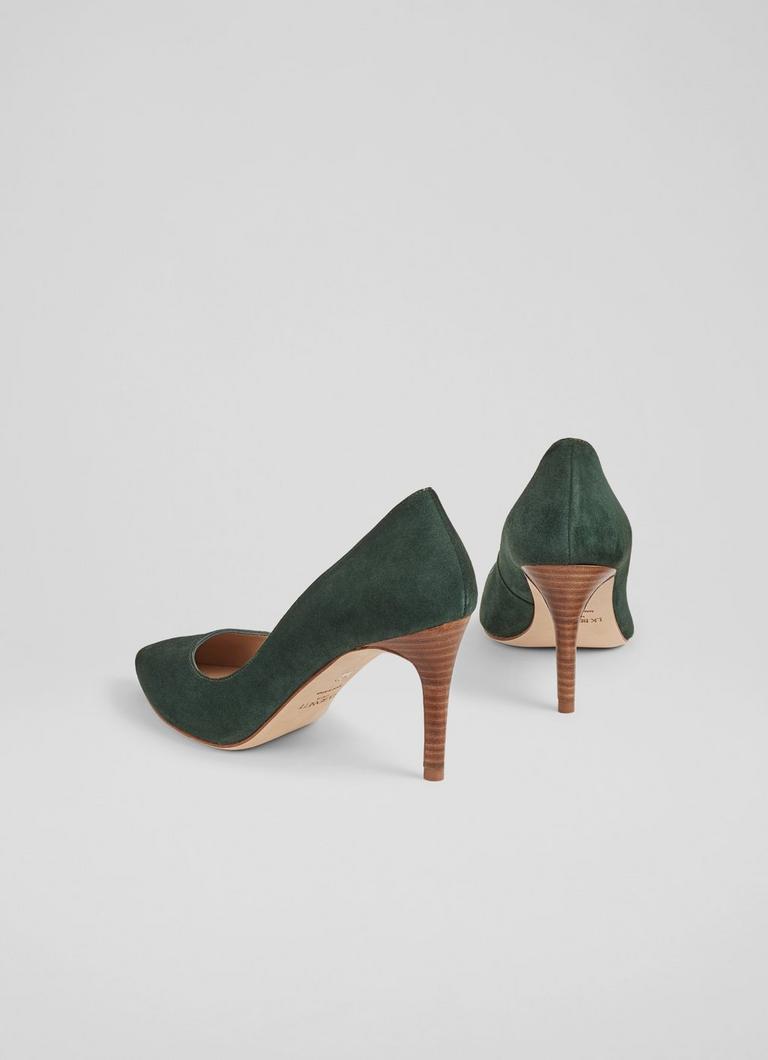 Floret Forest Green Suede Pointed Toe Courts