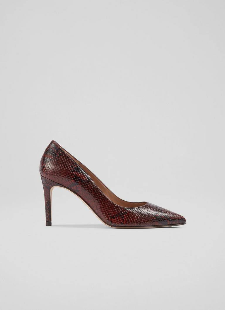 Floret Red Snake Effect Leather Pointed Toe Courts Shoes Sale Collections L.K.Bennett London