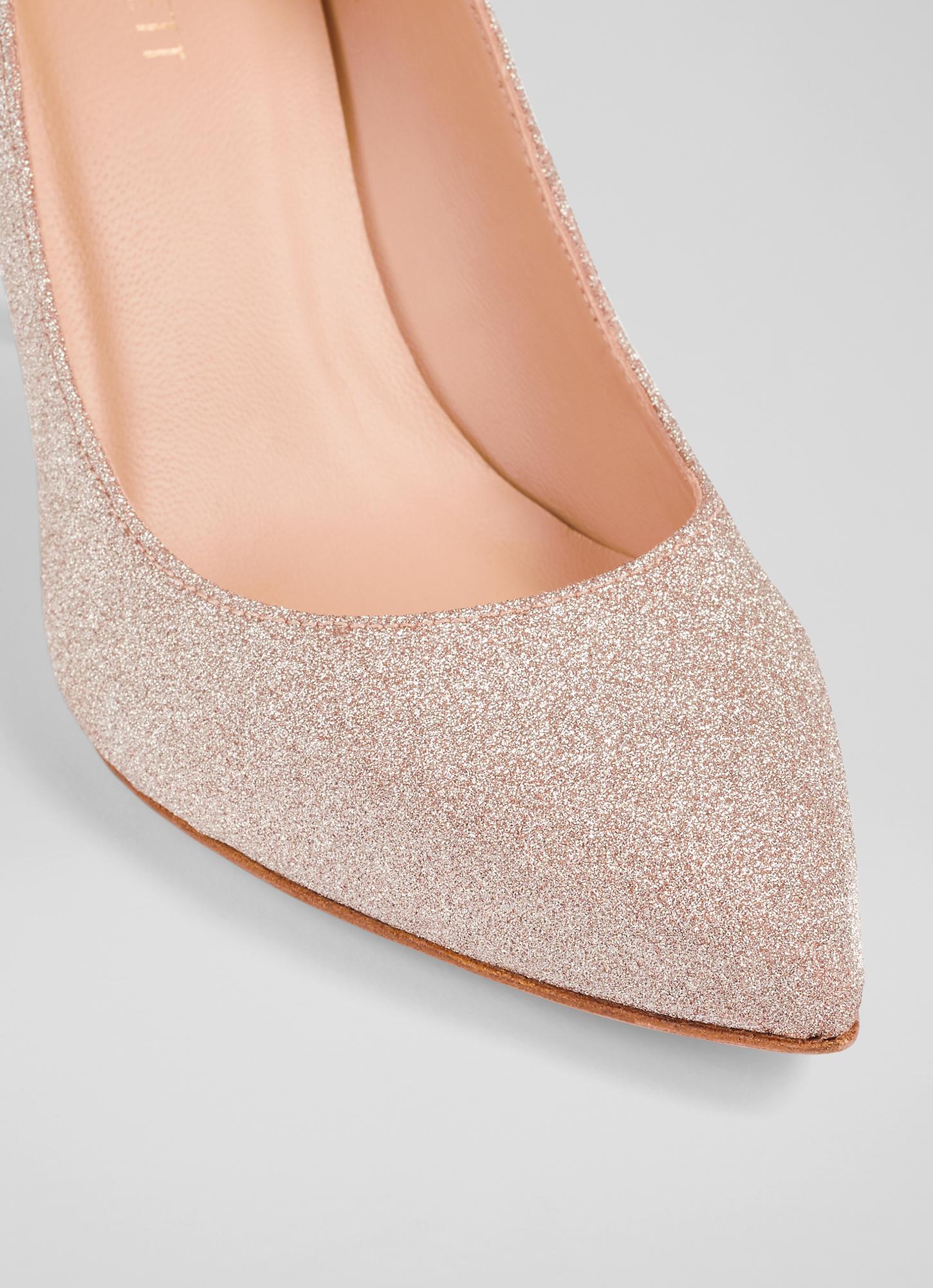 Floret Rose Fine Glitter Pointed Toe Courts Mid Heel