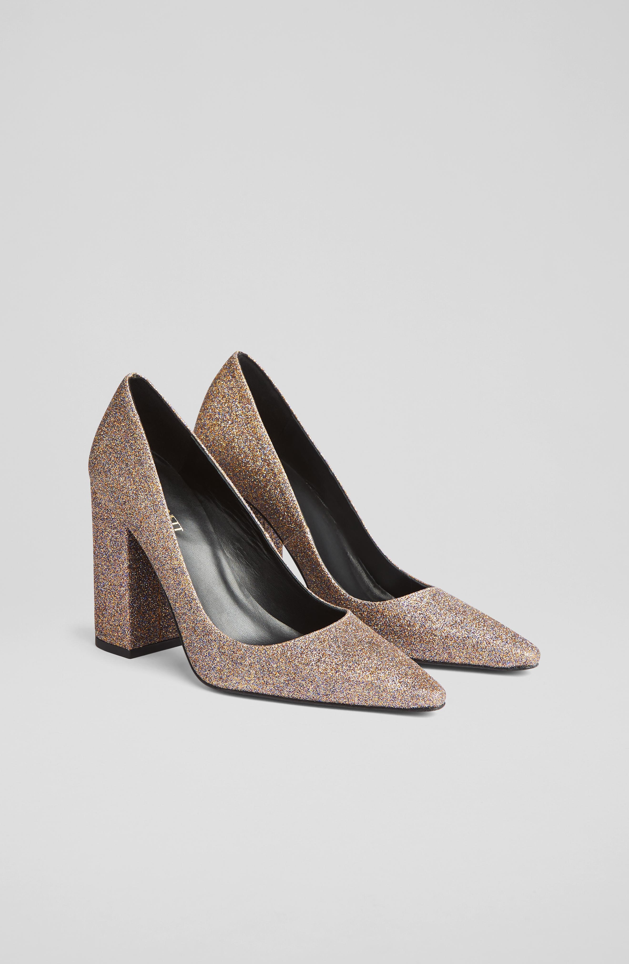 Block Heel Glitter Court Shoes Phase Eight Diamante Block Heel