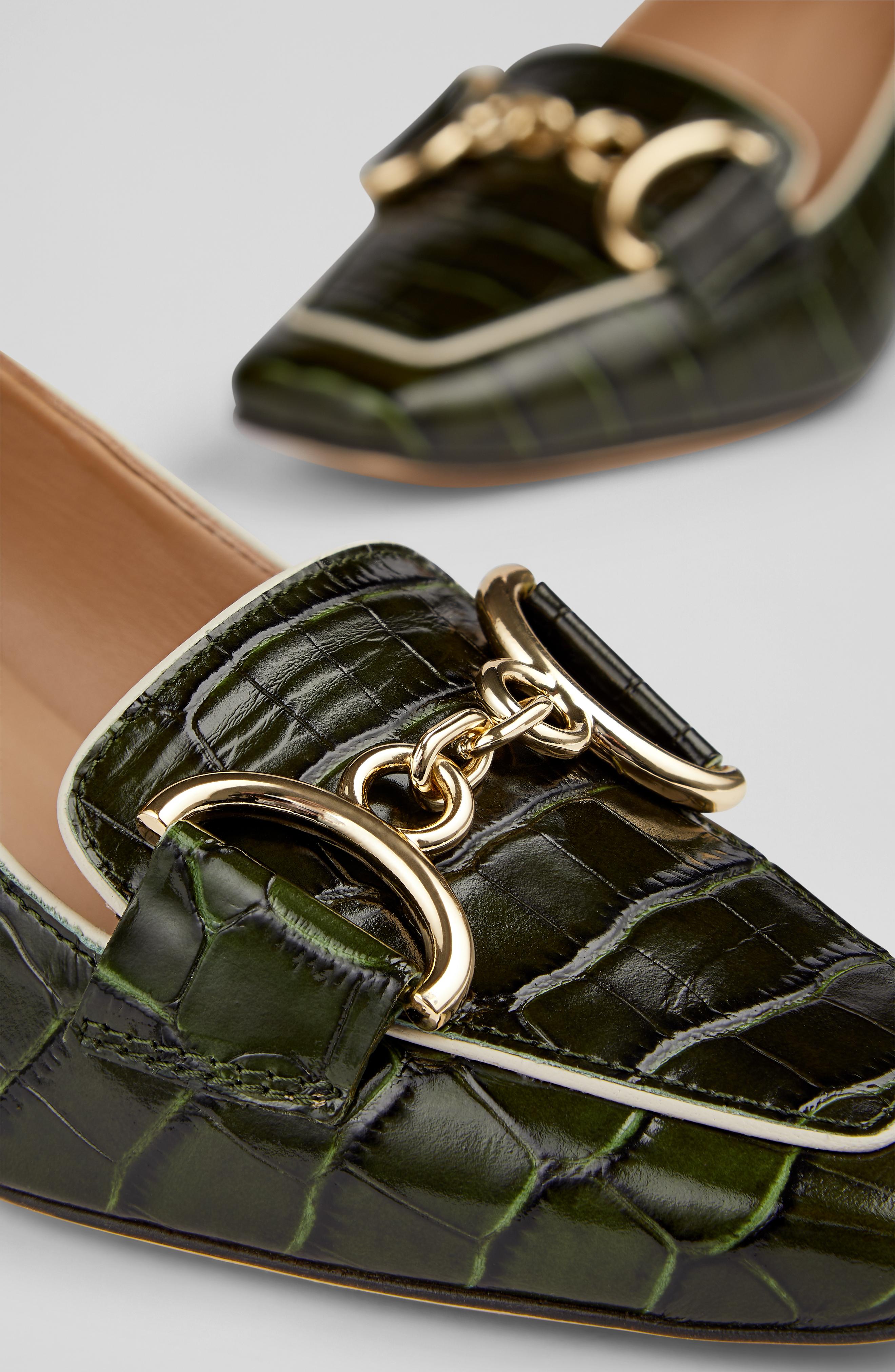 Samantha Green Croc-Effect Leather Snaffle-Detail Courts  display picture 1