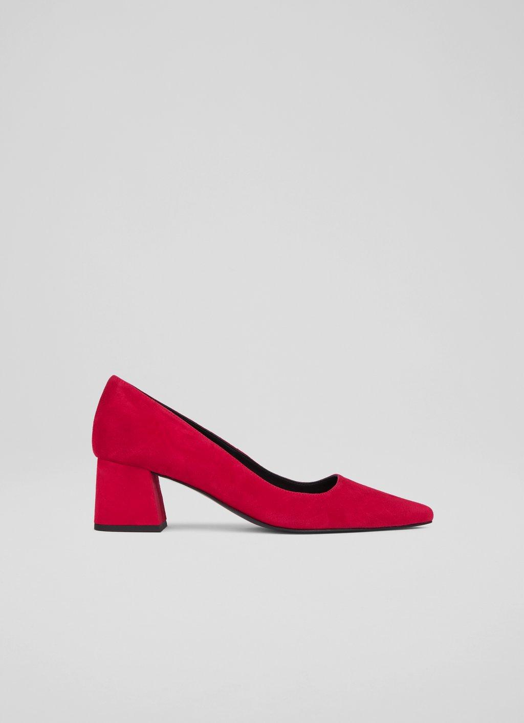 Block-heel pumps in suede with pointed toe