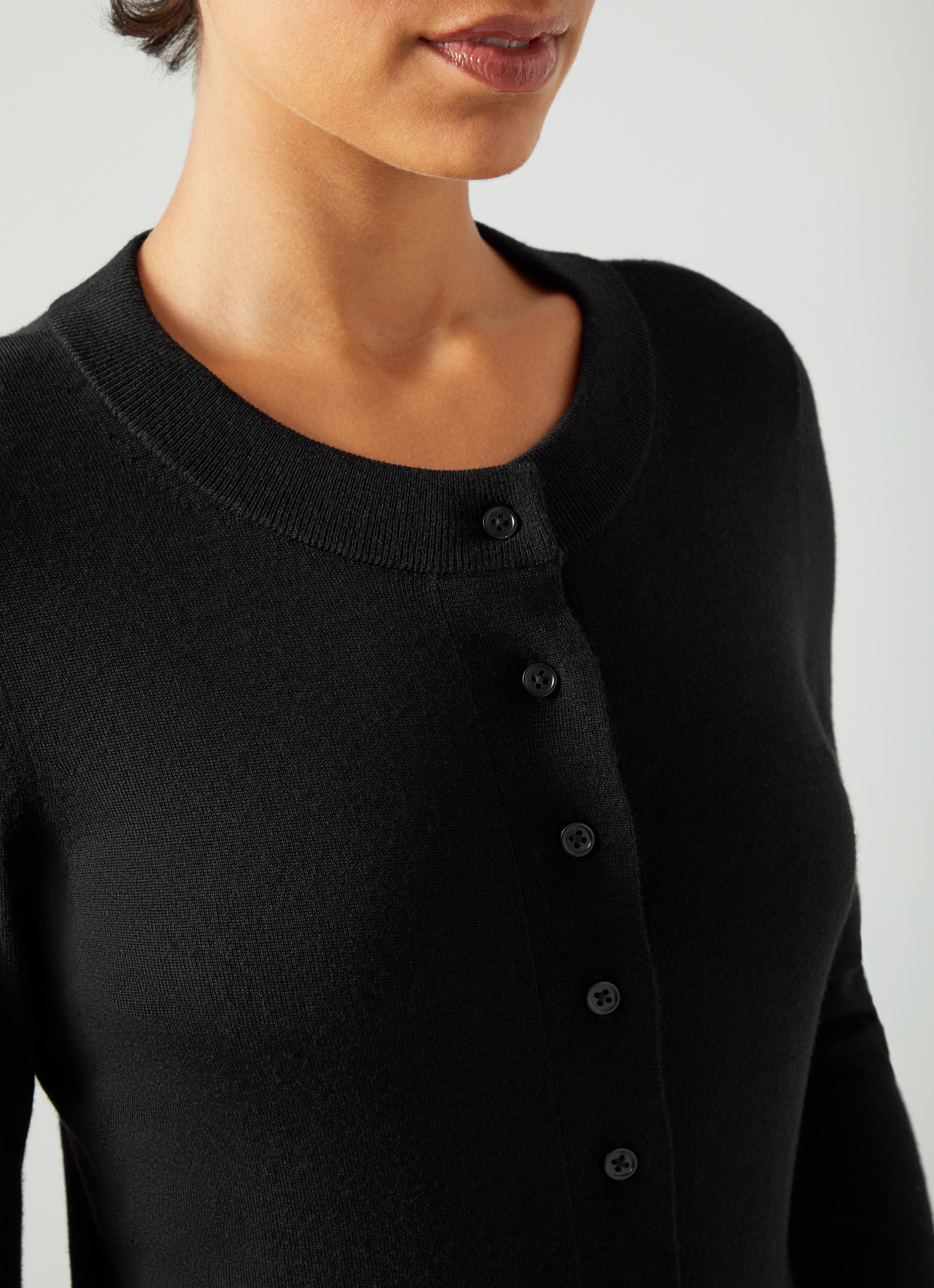 Connie Black Sustainably Sourced Merino Wool Cardigan