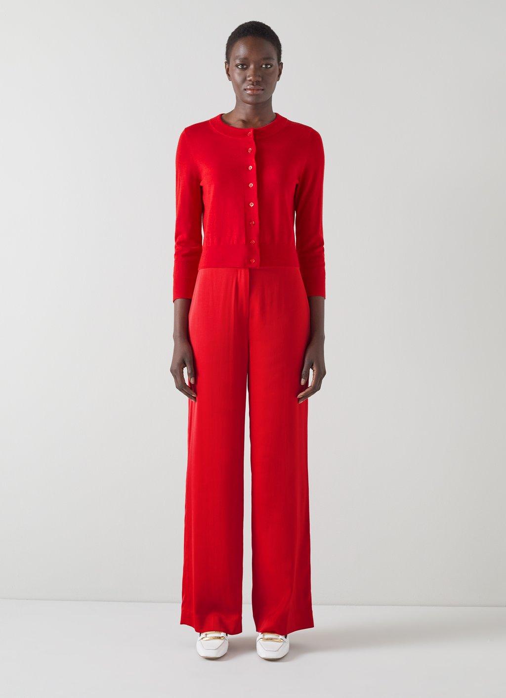 Connie Red Sustainably Sourced Merino Wool Cardigan | Clothing |  Collections | L.K.Bennett, London