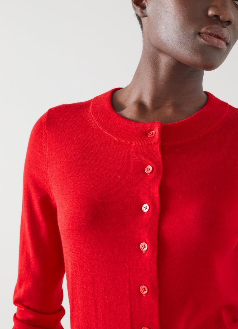 Red merino cardigan discount