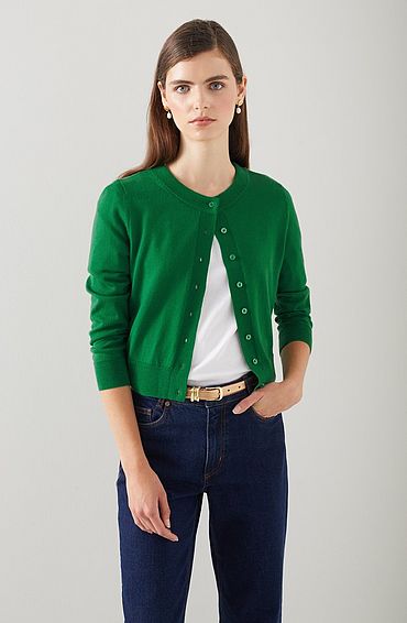 Connie Green Sustainably Sourced Merino Wool Cardigan, Green