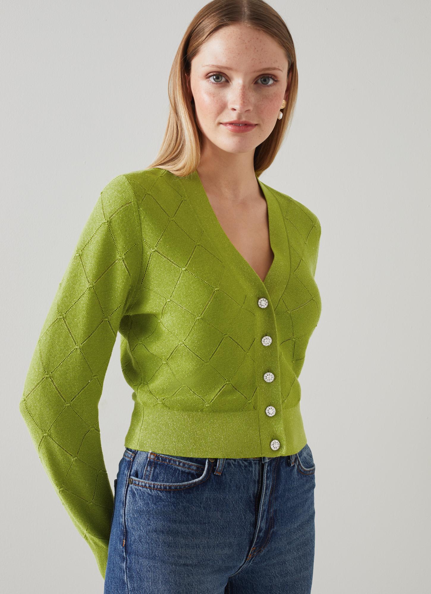 Molli Green Metallic Cotton And Sustainably Sourced Merino