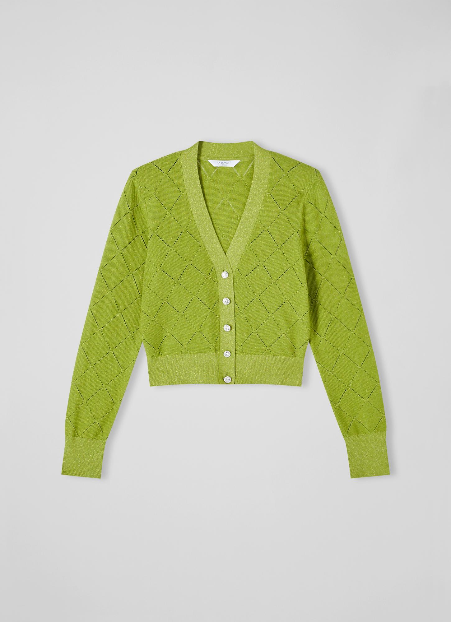 Molli Green Metallic Cotton And Sustainably Sourced Merino