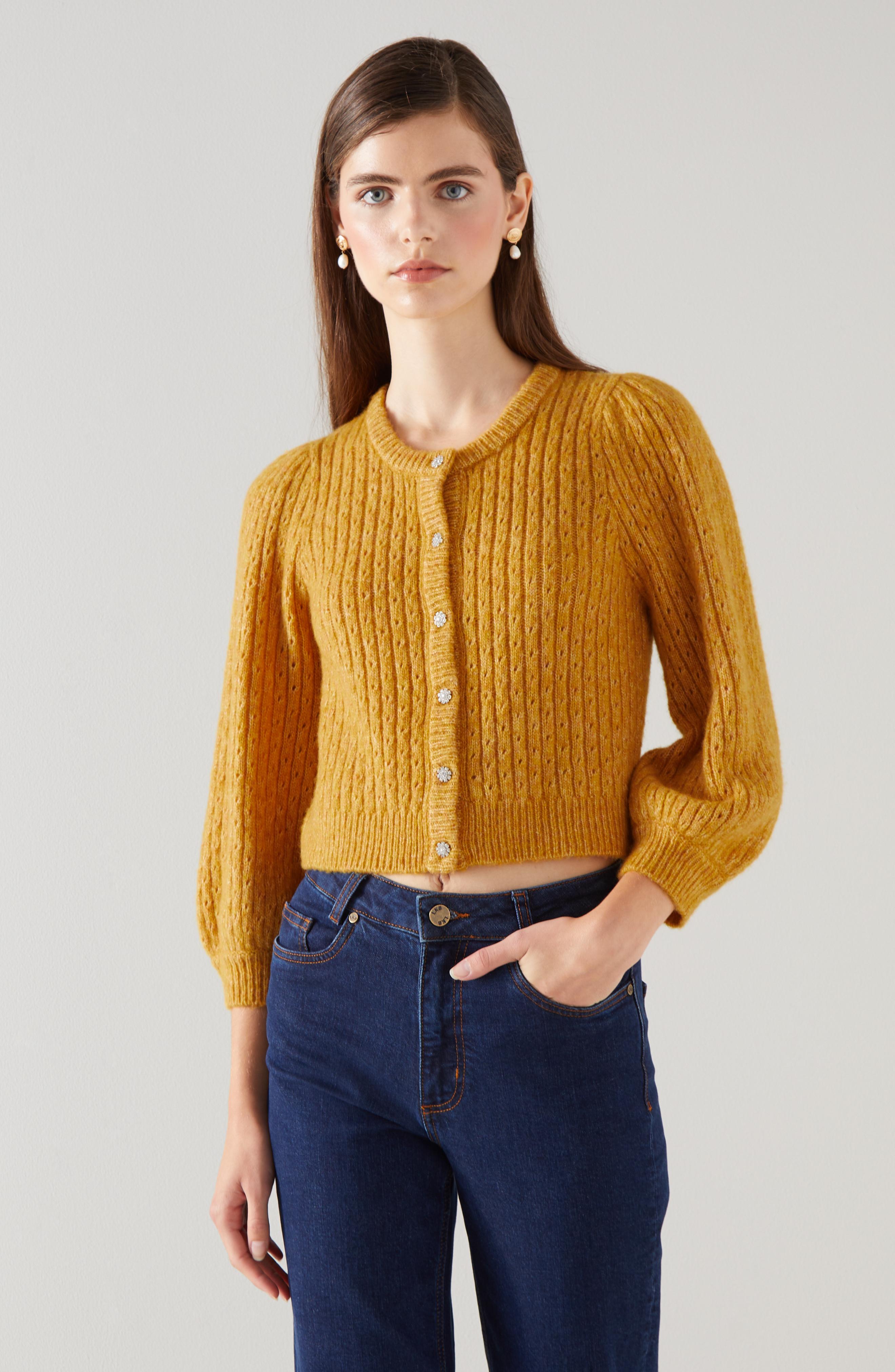 Nora Golden Fluffy Wool-Blend Cardigan | blackfriday | L.K.Bennett