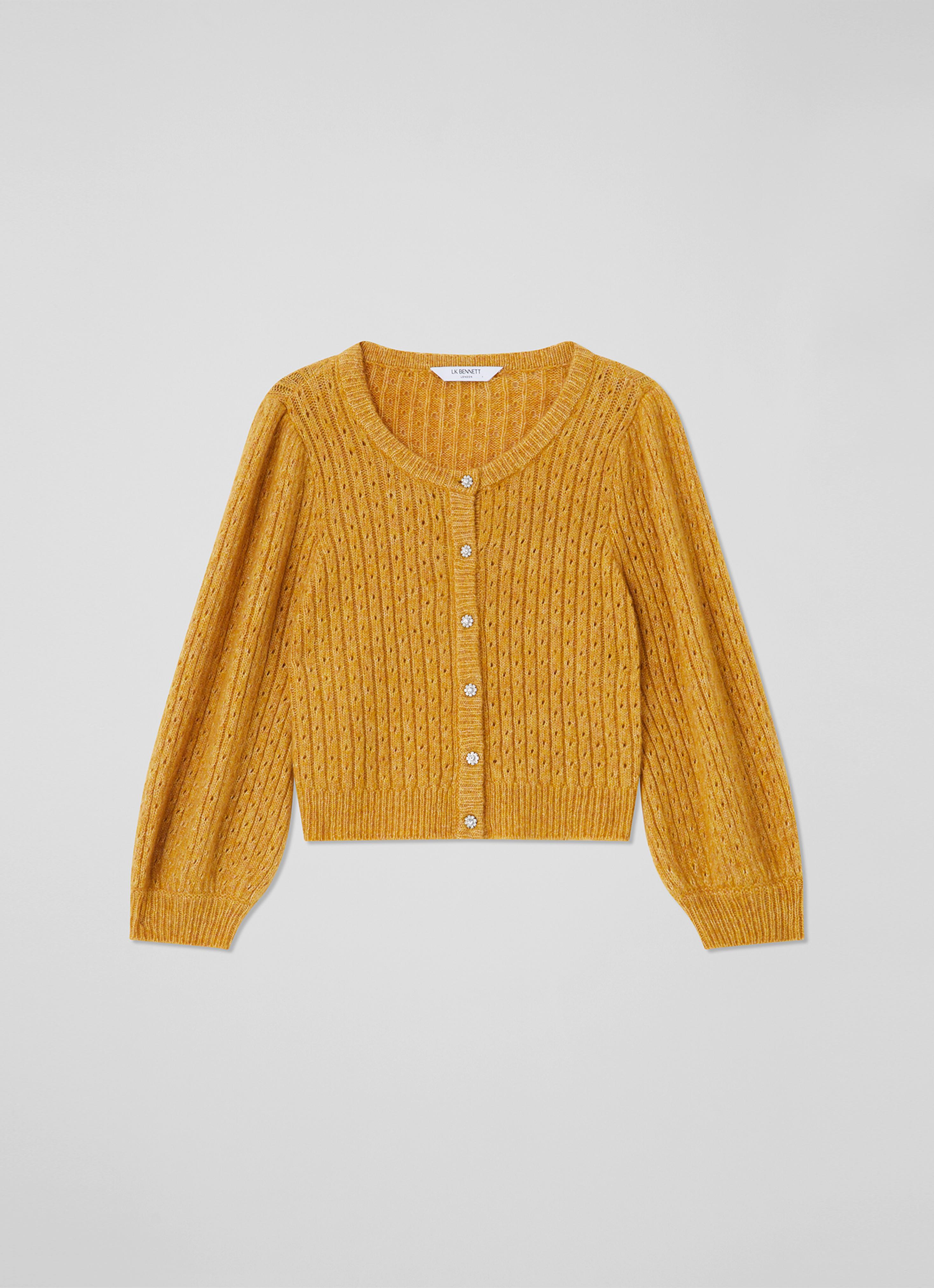 Nora Golden Fluffy Wool-Blend Cardigan | blackfriday | L.K.Bennett