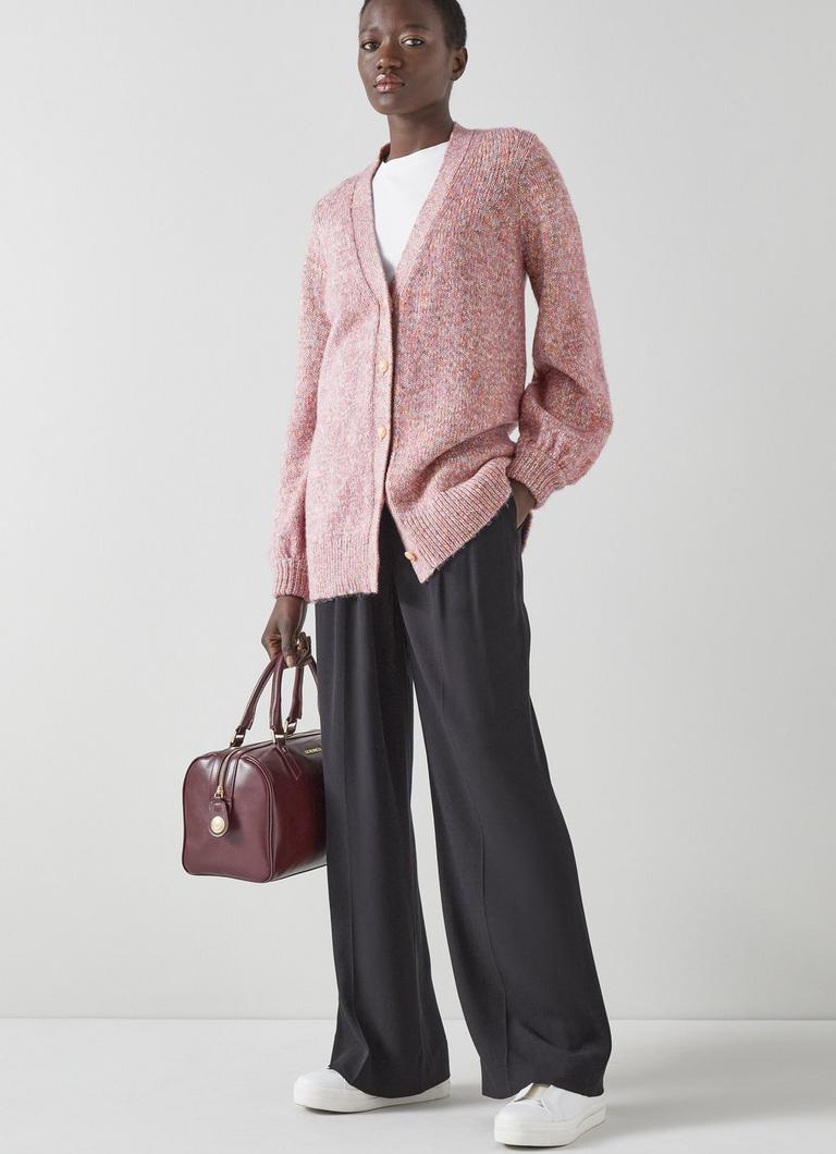 Long pink cardigan clearance