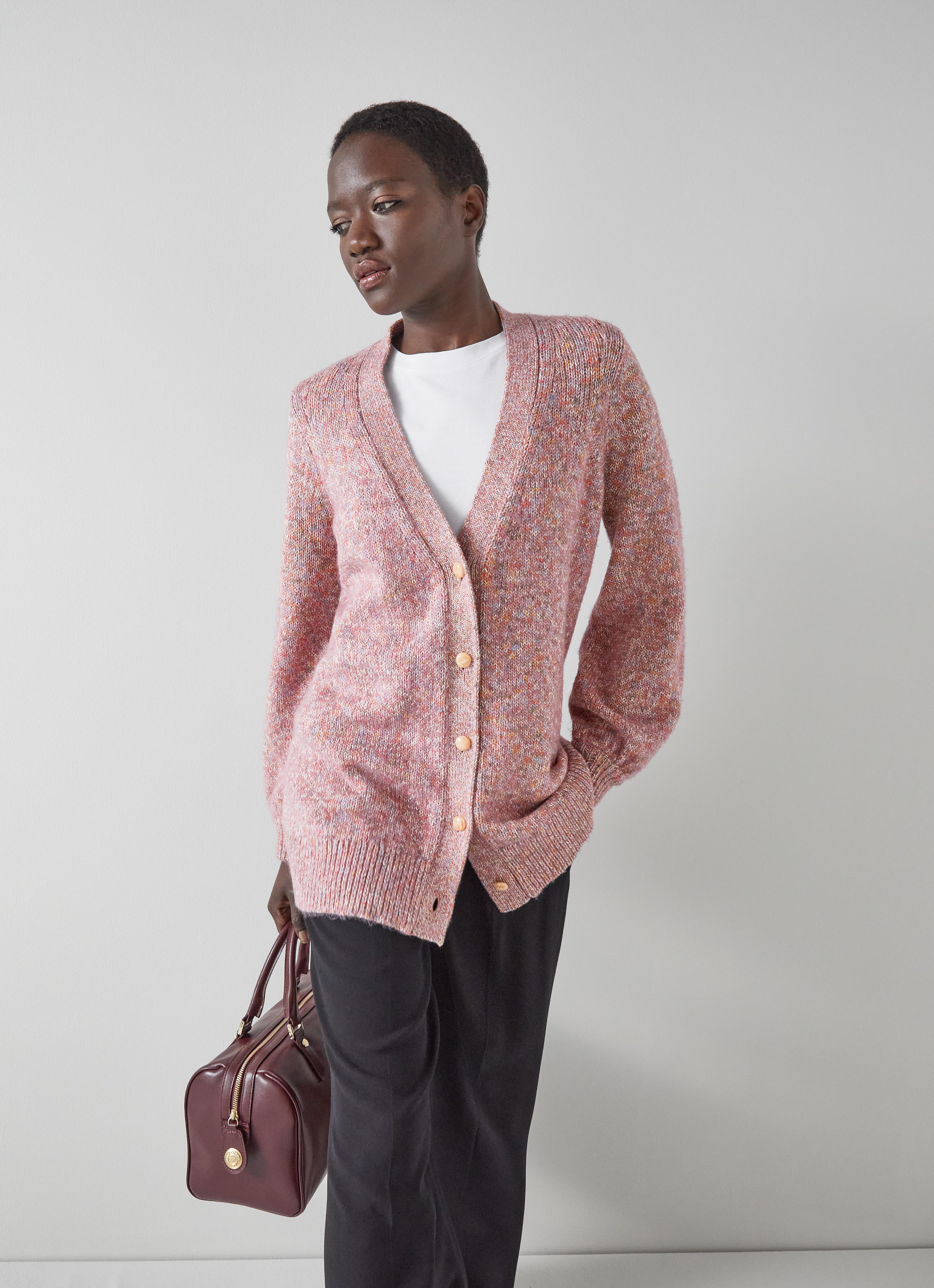 L.K.Bennett Rosy Pink Cotton-Blend Long Cardigan Multi, Multi