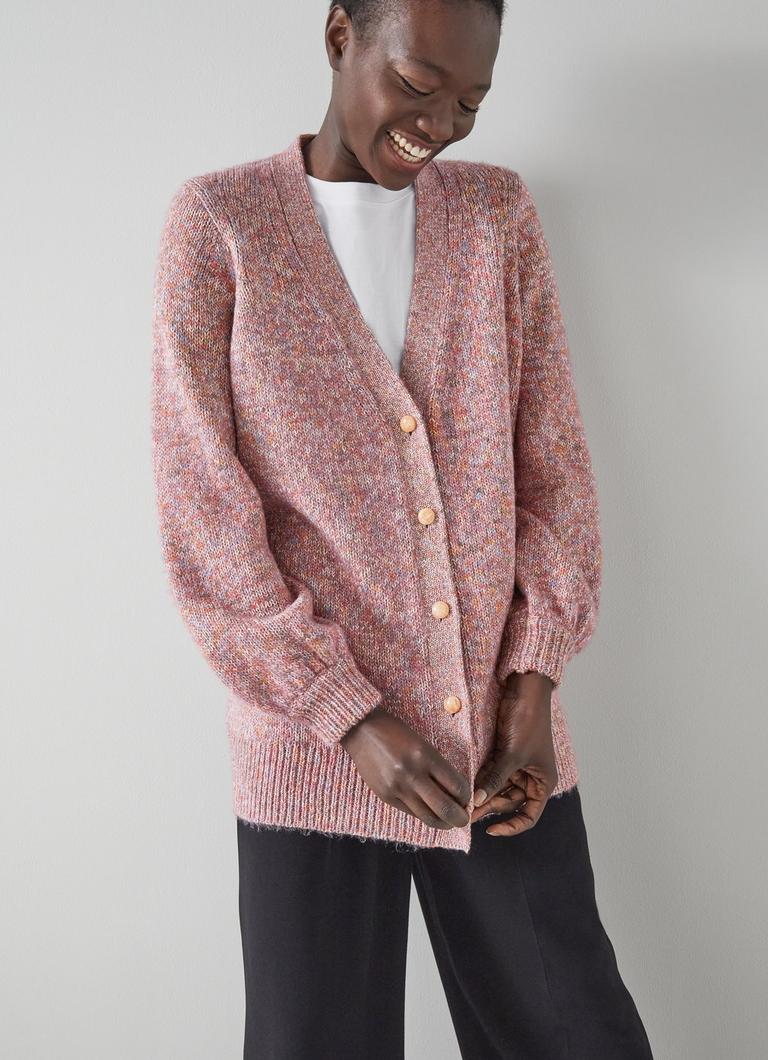 Rosy Pink Cotton Blend Long Cardigan Workwear Collections