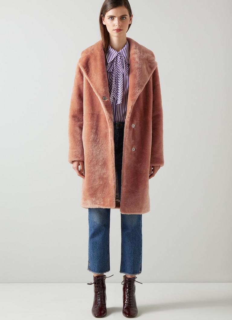 Armelia Apricot Shearling Coat Clothing Sale Collections L.K.Bennett London