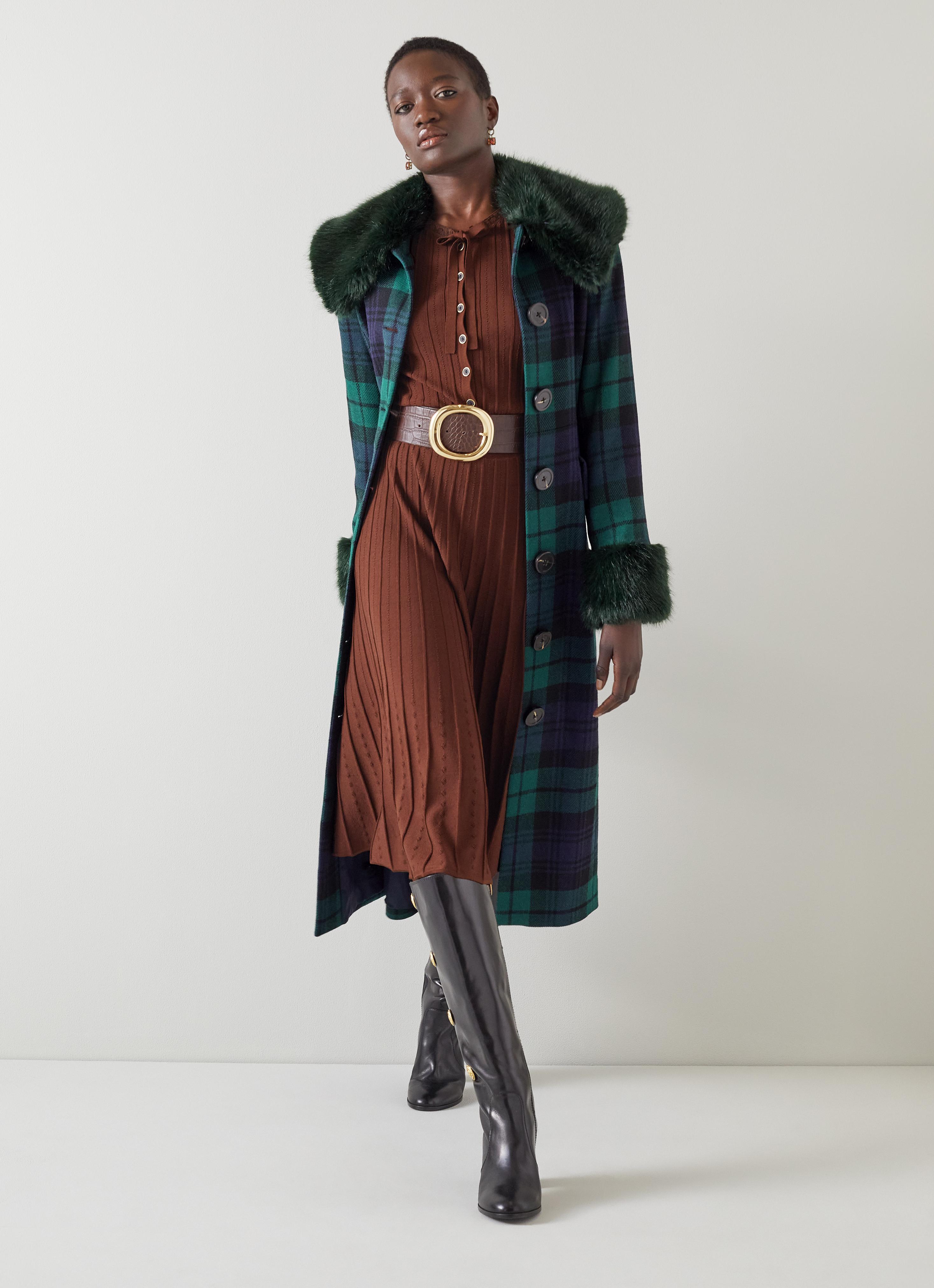 Bryony Blue And Green Tartan British Wool Coat | Coats and Boots